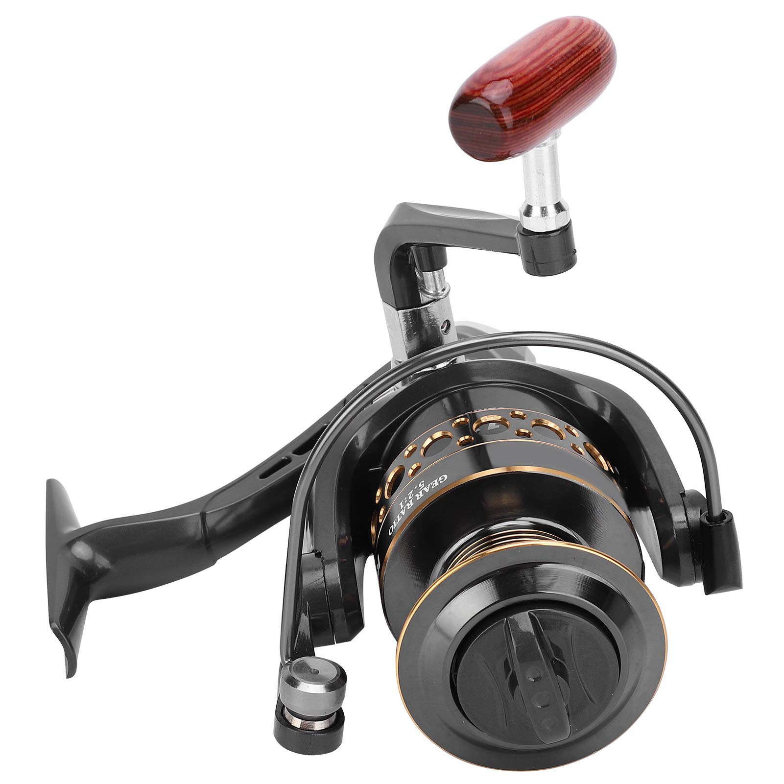 Fishing Reel, KB7000 Portable Metal Sea Fishing Reel Saltwater Reel Ultralight Carp Fishing Reel with Folding Wooden Handle Fishing reels and fishing maintenance tools