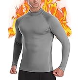 EoBeKee Men's Thermal Compression Shirts, Long Sleeve Fleece Lined Turtleneck Undershirt, Cold Weather Ski Base Layer Tops