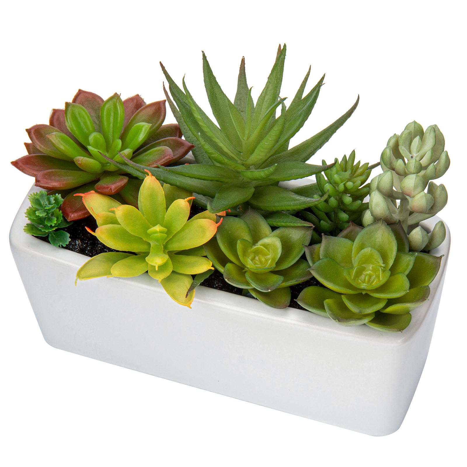 Briful Artificial Succulent Plants Faux Succulents in White Ceramic Pot, Fake Plants Artificial Succulents Potting Mix Artificial Plants in Pot for Office Home Bathroom Shelf Decor