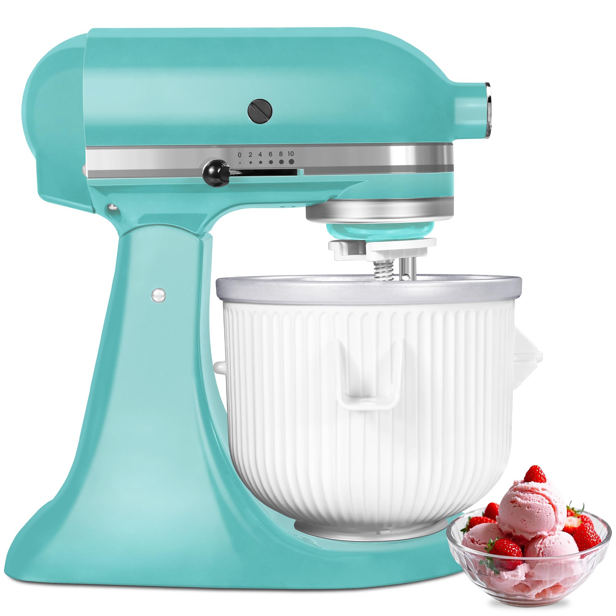 Photo 1 of (used)(minor damage) Ice Cream Maker Attachment for KitchenAid Stand Mixer, Kithcen aid Ice Cream Maker Attachment - Compatible with 4.5 QT and Larger Stand Mixers