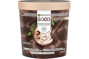 Garnier GOOD Permanent Hair Dye, 100% Grey Coverage, Ammonia-Free, Vegan Hair Colour, with Shea Butter Conditioner, Long-Last