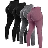 NORMOV 4 Piece Butt Lifting Workout Leggings for Women, Seamless Gym Scrunch Booty Lifting Sets