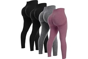 NORMOV 4 Piece Butt Lifting Workout Leggings for Women, Seamless Gym Scrunch Booty Lifting Sets