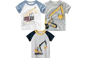 AMMENGBEI Toddler Boys T-Shirts Little Kids Cotton Short Sleeve Shirts Tops 3-Pack Graphic Tees