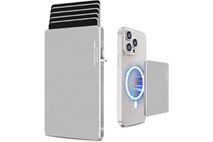 MPVWALT Magnetic Wallet for Magsafe Wallet,Ultra-thin Metal Card Holder Phone Wallet Compatible with iPhone 15/14/13/12 Series,Minimalist Slim Pop Up Wallet for Magsafe Phone Wallet,RFID Blocking (Silver)
