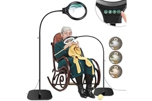 NZQXJXZ 10X 30X Large Floor Magnifying Glass with Light and Stand,36 LED Flexible Gooseneck Floor Magnifying Lamp, Lighted Magnifiers for Reading,Sewing,Crafts,Painting,DIY,Close Work,Repair