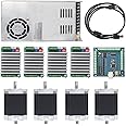RATTMMOTOR 4 Axis CNC Controller Stepper Motor Kit, Nema23 Stepper Motor 270oz-in 3A Dual Shaft 23HS8430B, TB6600 Stepper Motor Driver, CNC Motion Control Board Mach3 USB Card, 24V Power Supply