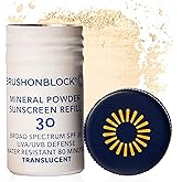 Brush On Block Mineral Sunscreen Powder Refill, Natural Broad-Spectrum SPF 30, Safe for Sensitive Skin, UVA UVB Face Protection, Reef Friendly (Translucent - Refill)