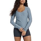 ODODOS Women's Long Sleeve Henley T-Shirt – Ultra Soft odSTRATUM Tech Tee, UPF 50+ Button V-Neck Top