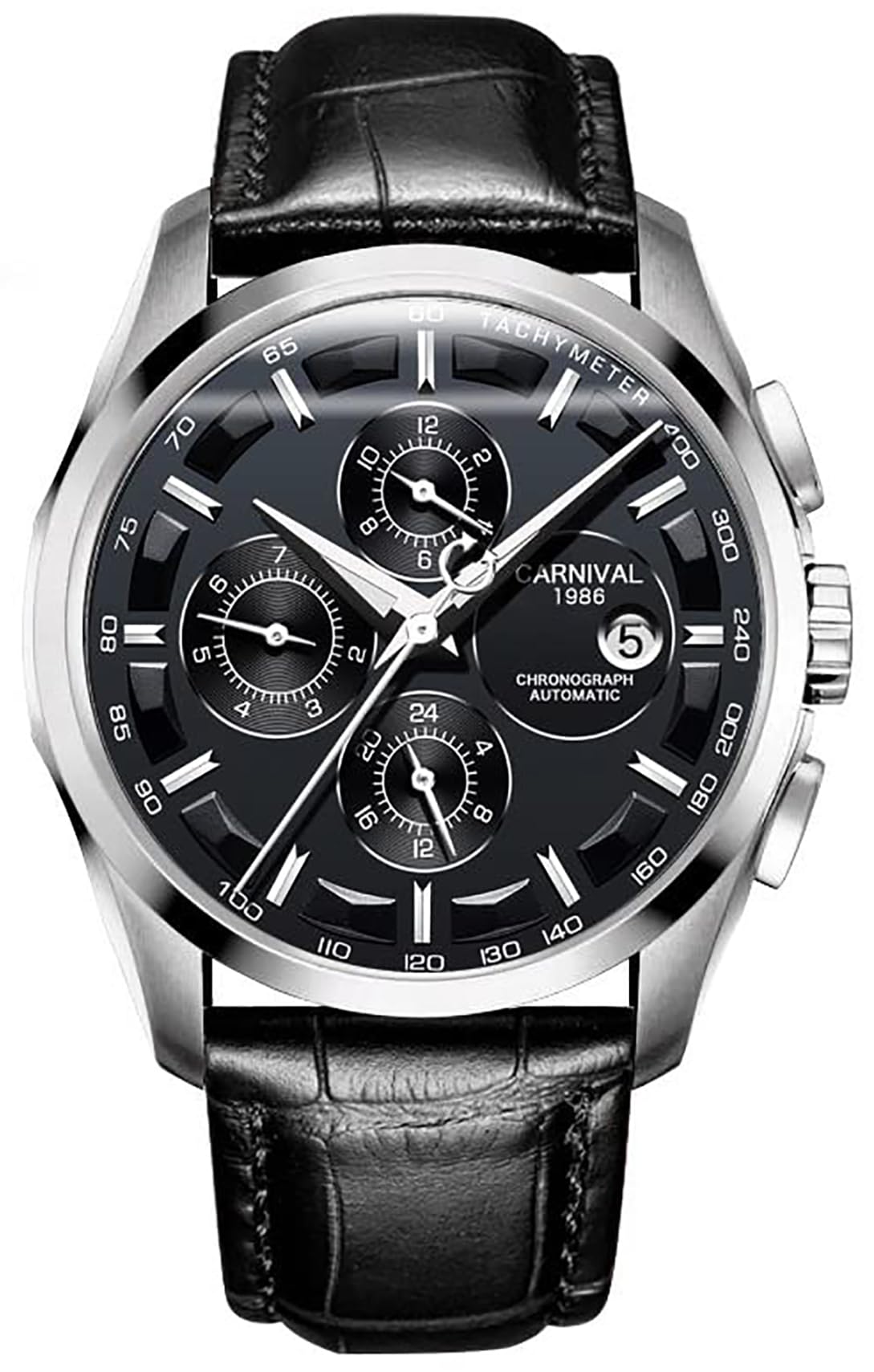 Gosasa Reloj clásico para hombre con función compleja, analógico, automático, mecánico, de acero inoxidable, luminoso