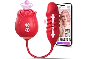Sex Toys Rose Vibrator Dildo - Neworld 4IN1 Rose Sex Toy for Women with 9 Tongue Sucking & Thrusting Dildos G Spot Vibrators,