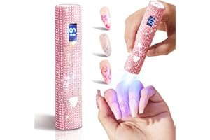 MEFA UV Light for Gel Nails, Pink Glitter Handheld Nail Lamp Visible LED Timer Touch Screen, Cordless Nail Light for Gel Nail Polish Stickers Strips, Gifts for Women
