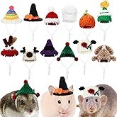 Silkfly 12 Pcs Mini Pet Hat, Crochet Hat for Small Animals, Classic | Adjustable Small Animals Cap for Hamster, Snake, Bird, Chicken, Hamster Hats Outfits, for Halloween Party Costume Accessories