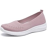 WILLFUN Women’s Breathable Walking Shoes-Slip On Mesh Knitted Flats Soft Gym Sneakers Flexible Lightweight Casual Easy Shoes