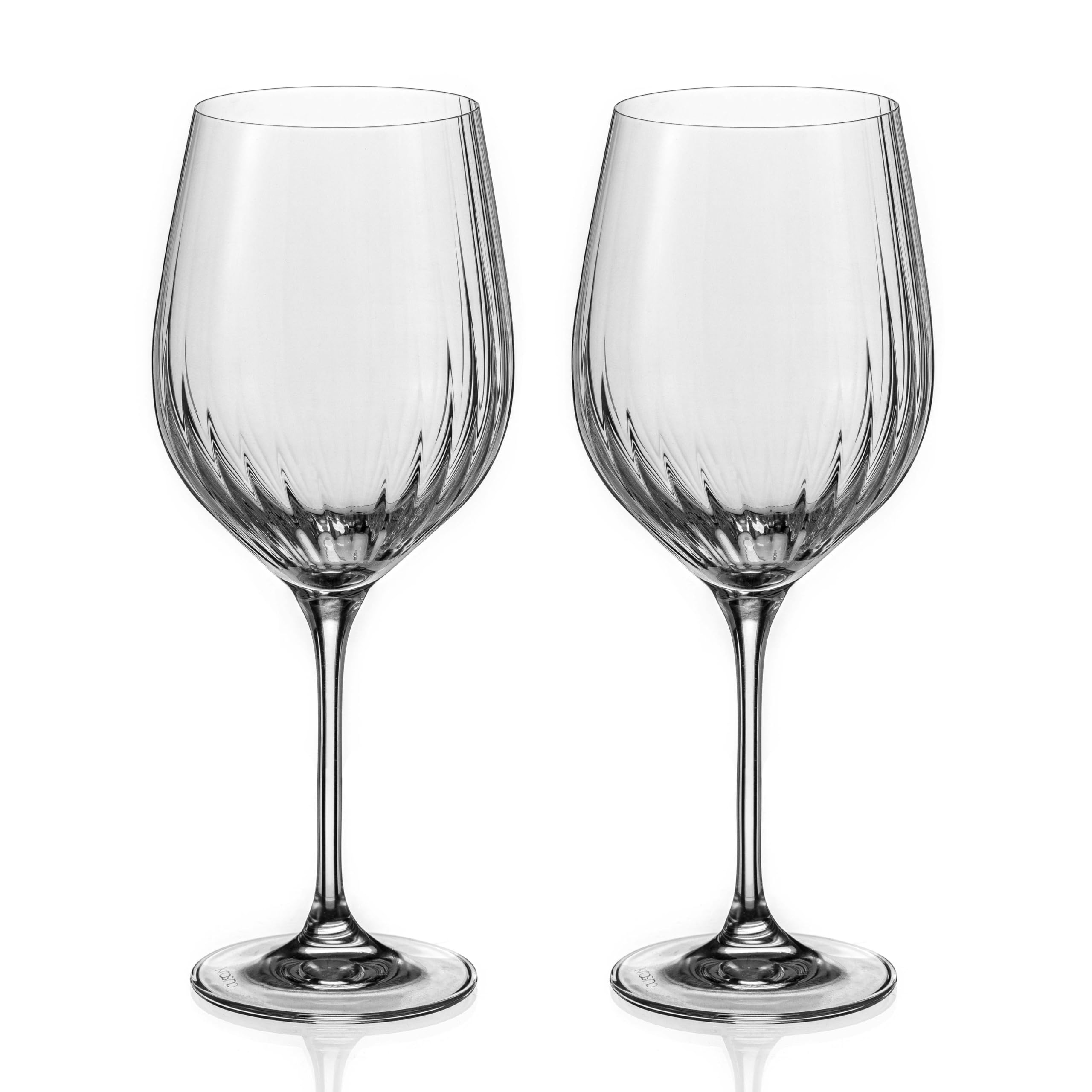 DIAMANTE Crystal Red Wine Glasses 'Mirage' - Set of 2 Optic Red Wine Glasses in Giftbox