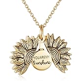 STEFWD Sunflower Cremation Urn Jewelry For Human Ashes Your Are My Sunshine Flower Keepsake Necklace Women Memorial Pendant Hold Ashes