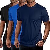 Ficerd 3 Pack Swim Shirts for Men Short Sleeve Quick Dry Shirts Crew Neck Rash Guard UV Athletic Lightweight Basics Tees