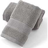 sense gnosis Grey Hand Towel Set of 2 Super Soft Absorbent Plush 100% Cotton Hand Towels for Bathroom Decorative 13 X 29 Inch