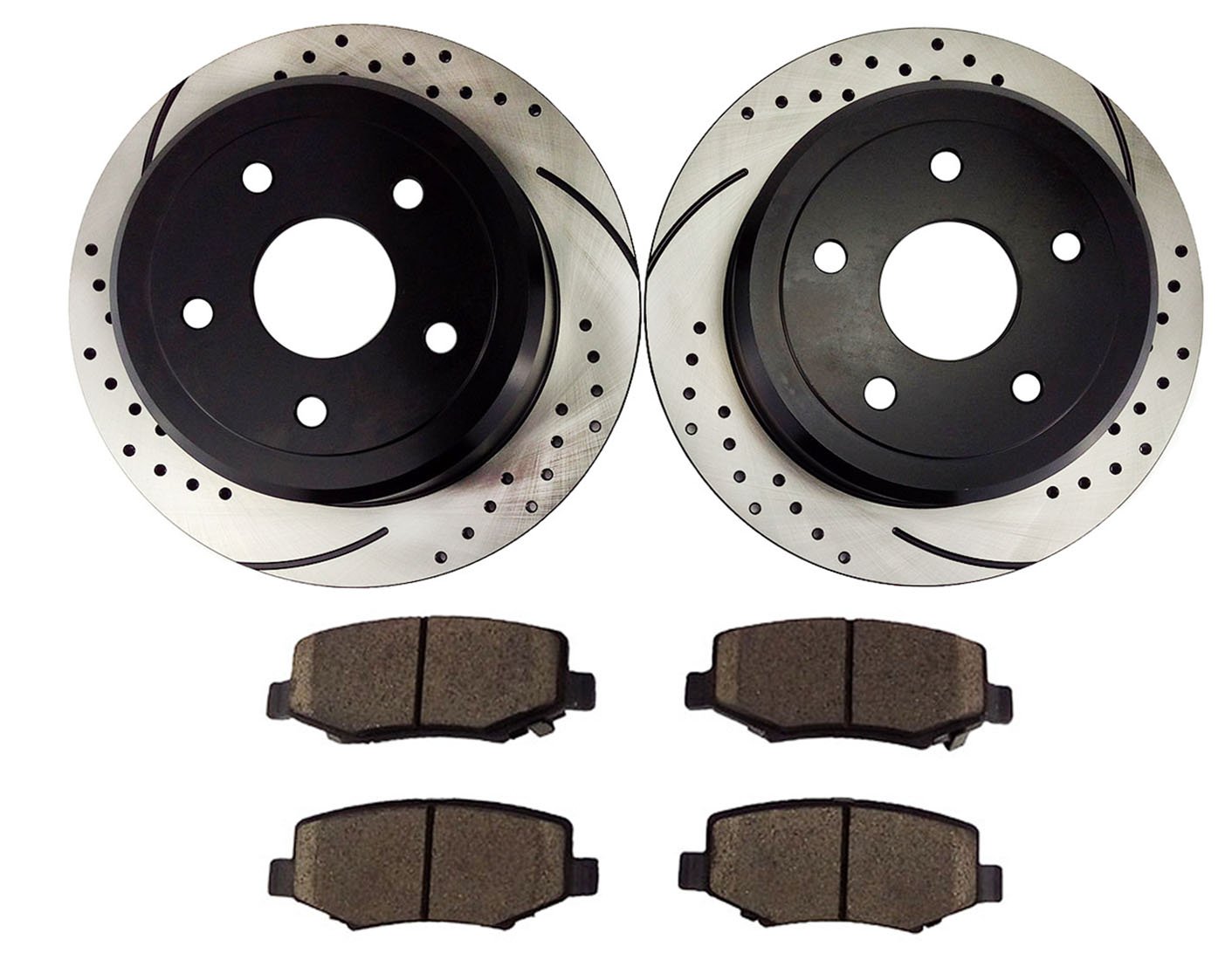 Replacement Parts Atmansta QPD10012 Rear Slotted & Drilled Rotors and