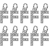 uxcell Rhinestone Letter Charm, 10pcs Crystal Zirconia Copper Alphabet F Pendants Slider Letter Charm for Wristbands Bracelets Necklace Jewelry Earring DIY Craft, Silver