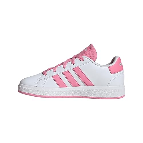 adidas Grand Court 2.0 Sneaker, White/Bliss Pink/Black, 7 US Unisex Big Kid
