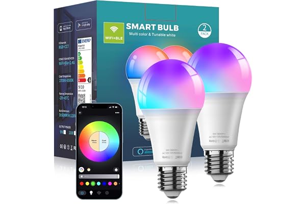 Tenmiro Smart Light Bulbs, 9W A19 Color Changing Light Bulb Work with Alexa, Google Assistant & Google Home, Music Sync WiFi
