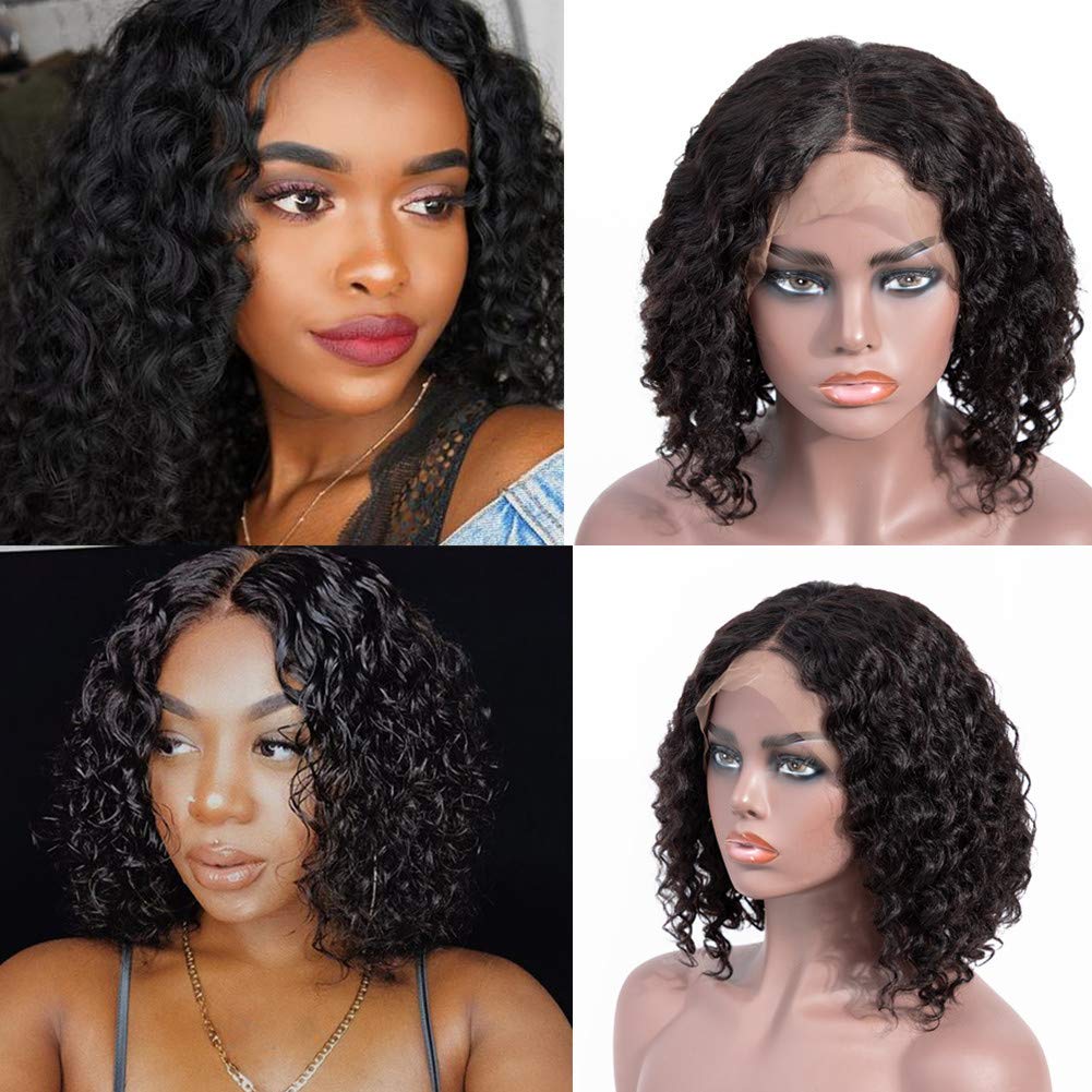 Amazon Com Halo Lady Deep Wave Bob Lace Front Wig Human Hair