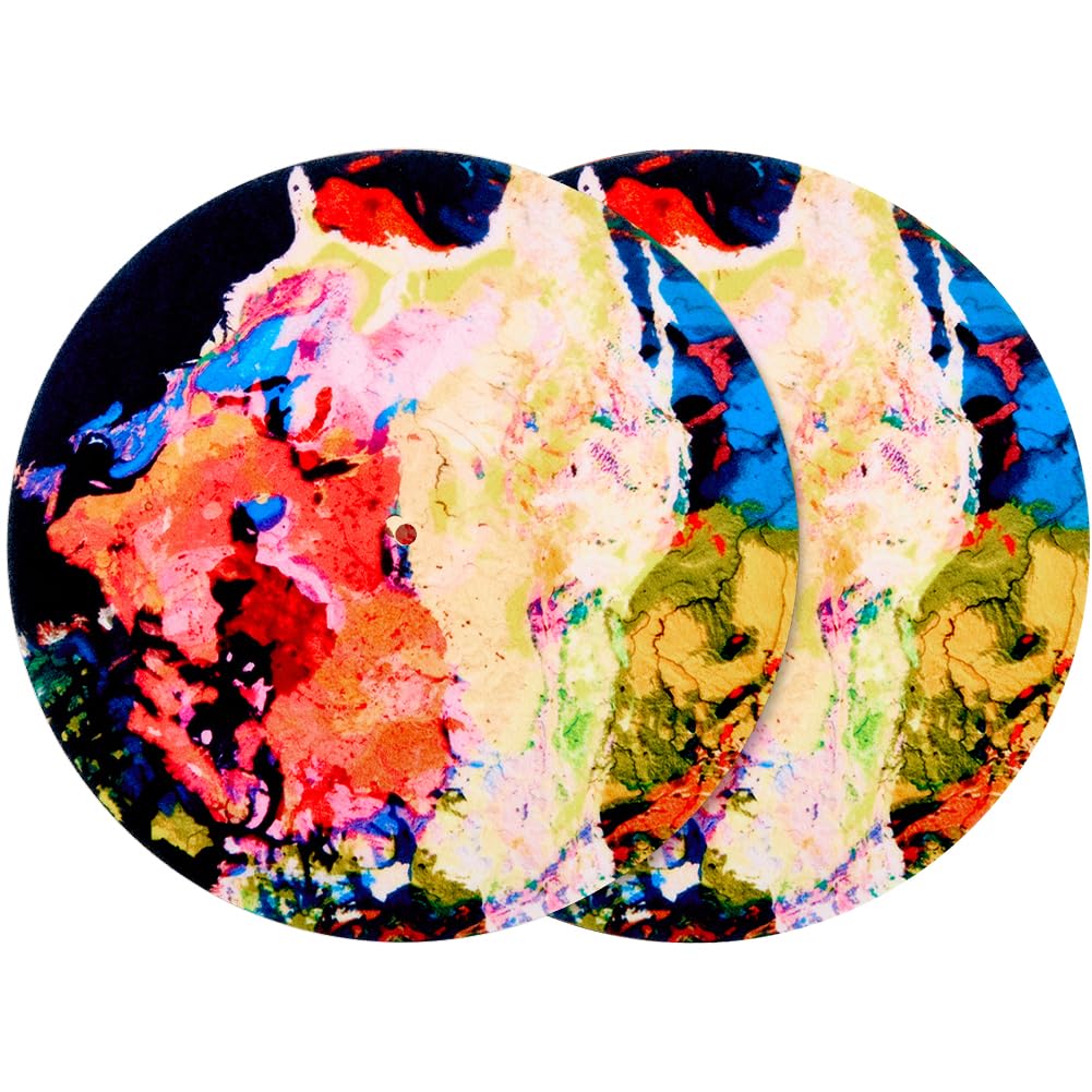 Photo 1 of CRASPIRE 2Pcs 2Pcs Felt Turntable Mat Vinyl Record Mat Player Pad 11.6In Colorful Anti Slip Anti Static Flat Round Protective Wool Turntable Platter Slipmat for Cleaner Audio Output Reduce Noise