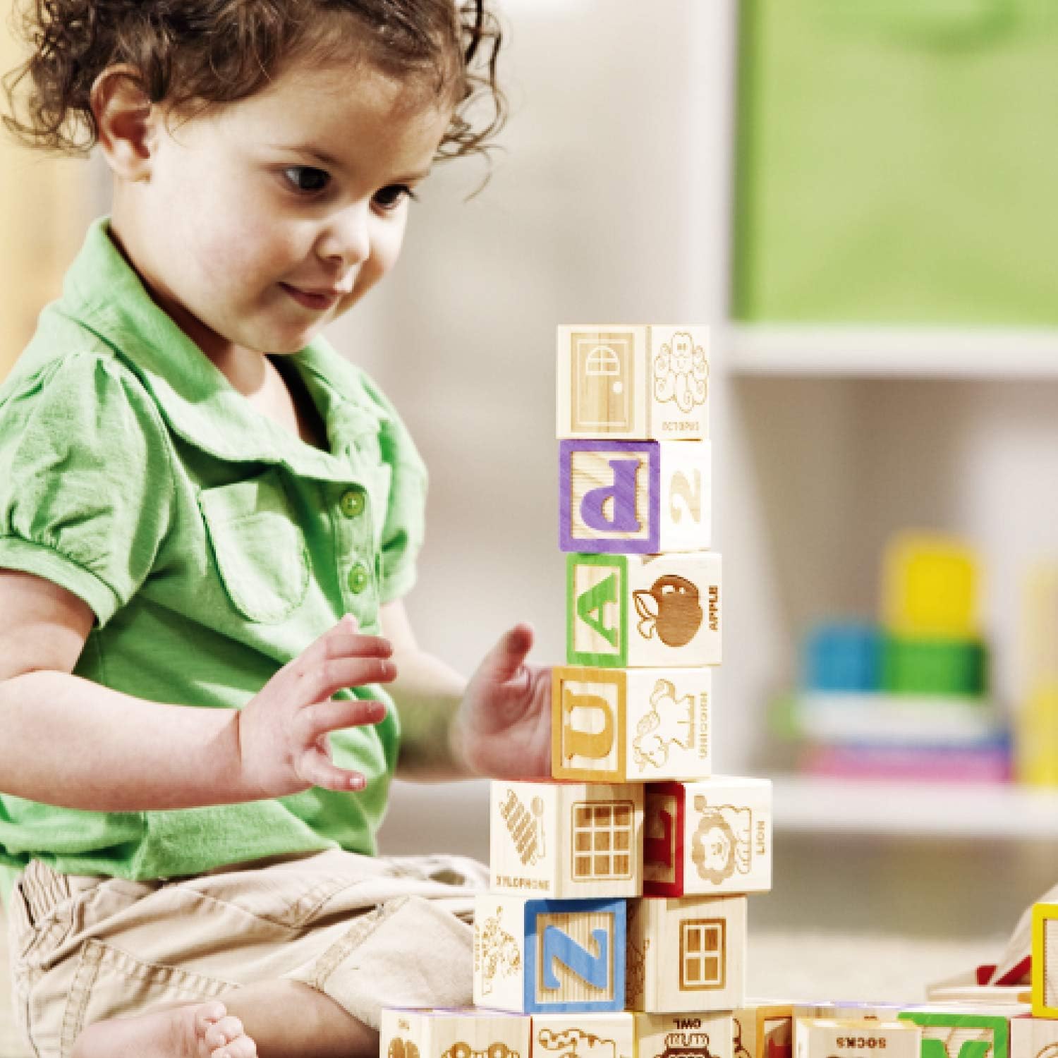 SainSmart Jr. Wooden ABC Blocks 40PCS Stacking Blocks Baby Alphabet ...