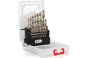 M35 5% Cobalt Metric Drill Bits Set (1mm-10mm/19pcs), Straight Shank Jobber Drill Bits, Metal HSS Twist Drill Bits for Stainl