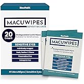 MacuHealth MacuWipes Sensitive - Pre-Moistened Eyelid Wipes for Dry, Sore & Gritty Eyes, Alcohol-Free, Rinse-Free Formula with Tea Tree Oil & Micellar Water, Individually Wrapped - 20 Count