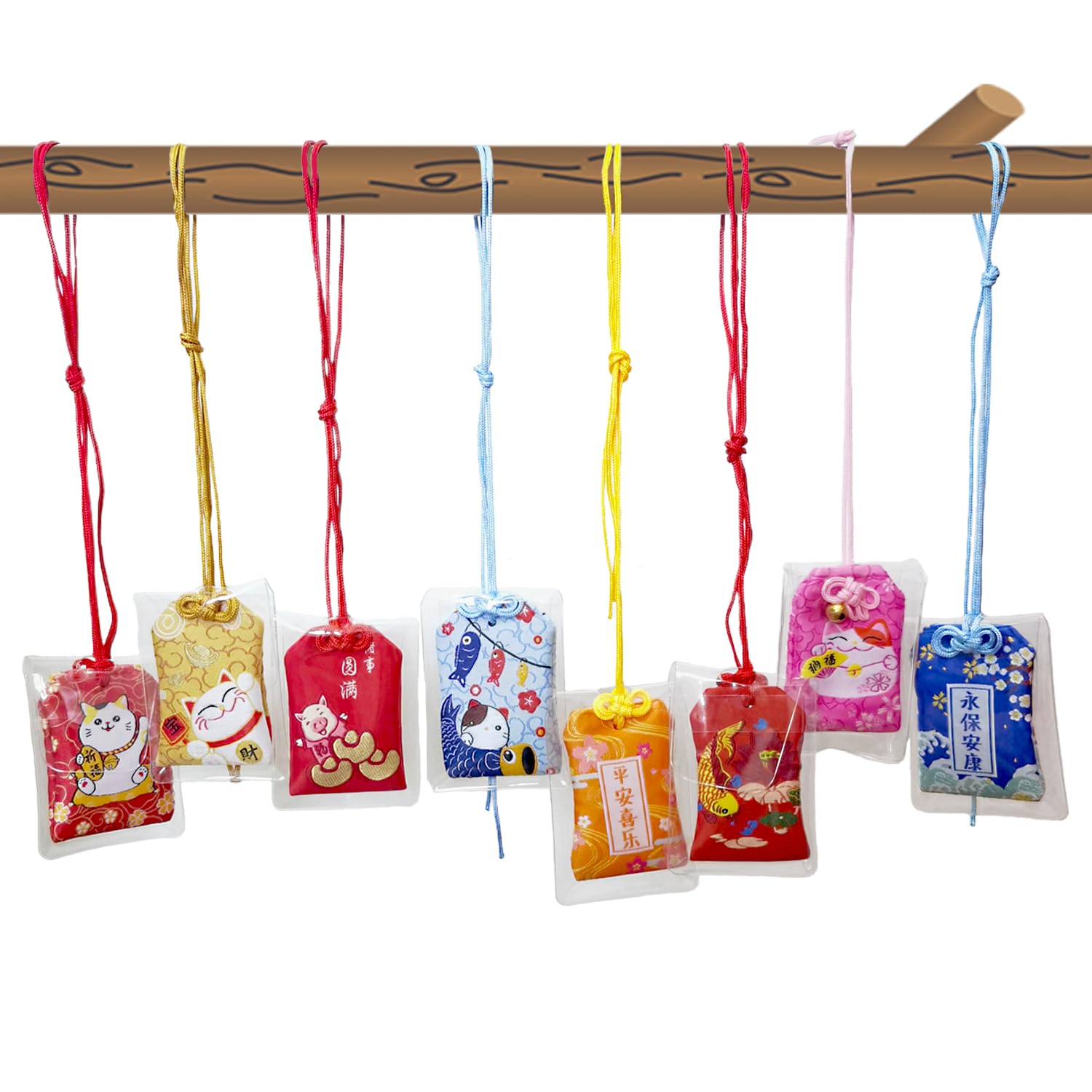 ARJDXDP Japanese Lucky Amulet, amuleto de la Suerte, amuleto colgante para salud, Bolsa de bendición colgante para Bolsa, bolso de coche, arpillera (RY035)