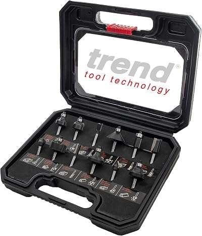 Trend 12 Piece Router Cutter Starter Set 1/4 Inch Tungsten Carbide