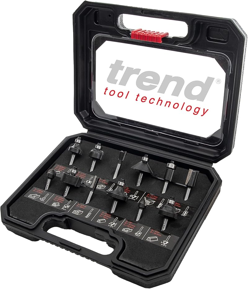 Trend 12 Piece Router Cutter Starter Set 1/4 Inch Tungsten Carbide