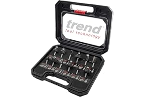 Trend 12 Piece Router Cutter Starter Set, 1/4 Inch Shank, Tungsten Carbide Tipped, Storage Case Included, SET/SS8X1/4TC
