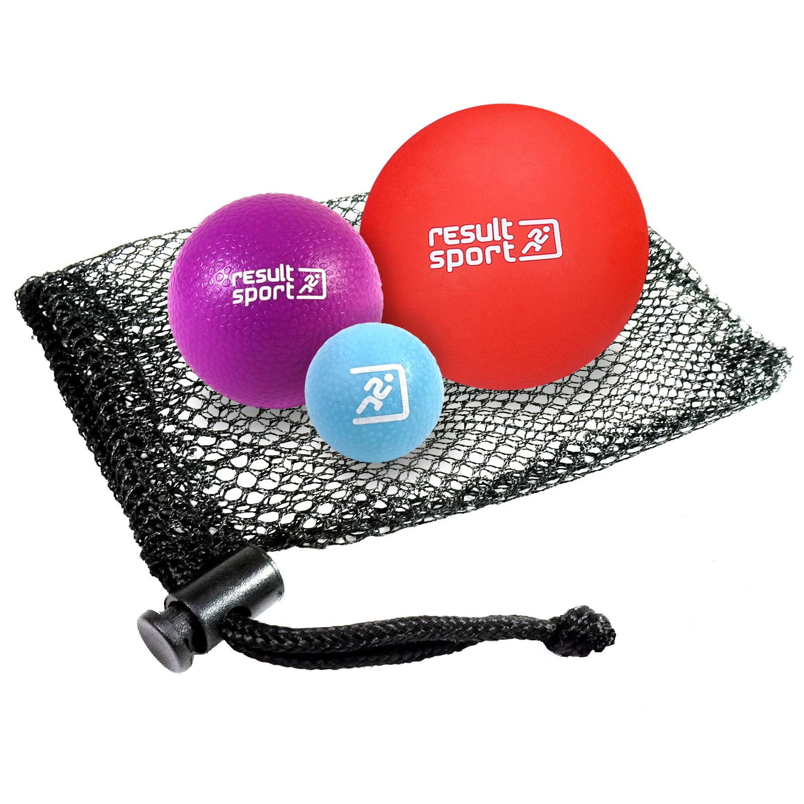 ResultSport Lacrosse Massage Ball, Trigger Point Deep Tissue Massage, Plantar Fasciitis, Rehab Recovery, Stress Reflexology, Myofasical Ball and Physio Ball (Red/Purple/Blue - Multi Size Lacrosse)