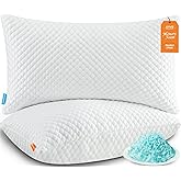 UYWO Cooling Pillows Standard Size Set of 2, Memory Foam Pillows with Zipper, Firm Bed Pillows Adjustable for Hot Side Back Stomach Sleepers