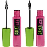 Maybelline Great Lash Washable Mascara Makeup, Volumizing Lash-Doubling Formula That Conditions As It Thickens, Very Black, 2 Count