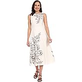 London Times womens Sleeveless Round Neck A-line Midi Dress - Floral Wedding Guest Dresses