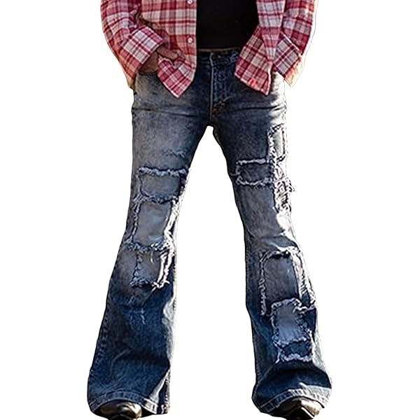 Amazon.com: Men's Bell Bottom Patched Jeans Retro 60s 70s