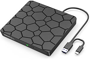 ROOFULL External CD DVD Drive, USB 3.0 Type-C Portable CD/DVD Player Burner Reader Writer Recorder for Laptop Windows 11/10/8