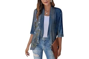 ROKIACDE Western Aztec Cardigan for Women 3/4 Length Sleeve Lightweight Summer Cardigan Light Womens Jacket Women's Cardigans