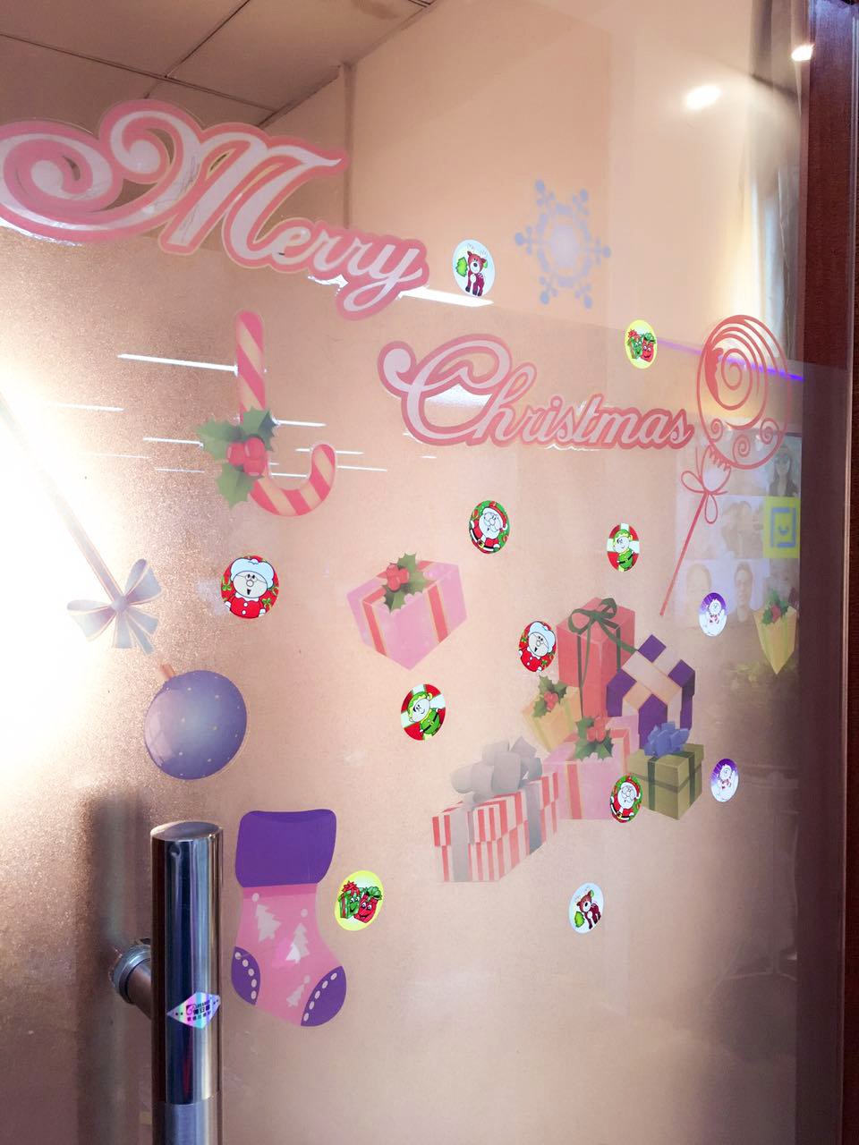 2 Pack Christmas Roll of Stickers Party Stickers Scrapbook Stickers Holiday Party Roll Stickers Santa Claus Stickers for kids Curtain Door Wall Refrigerator Decor