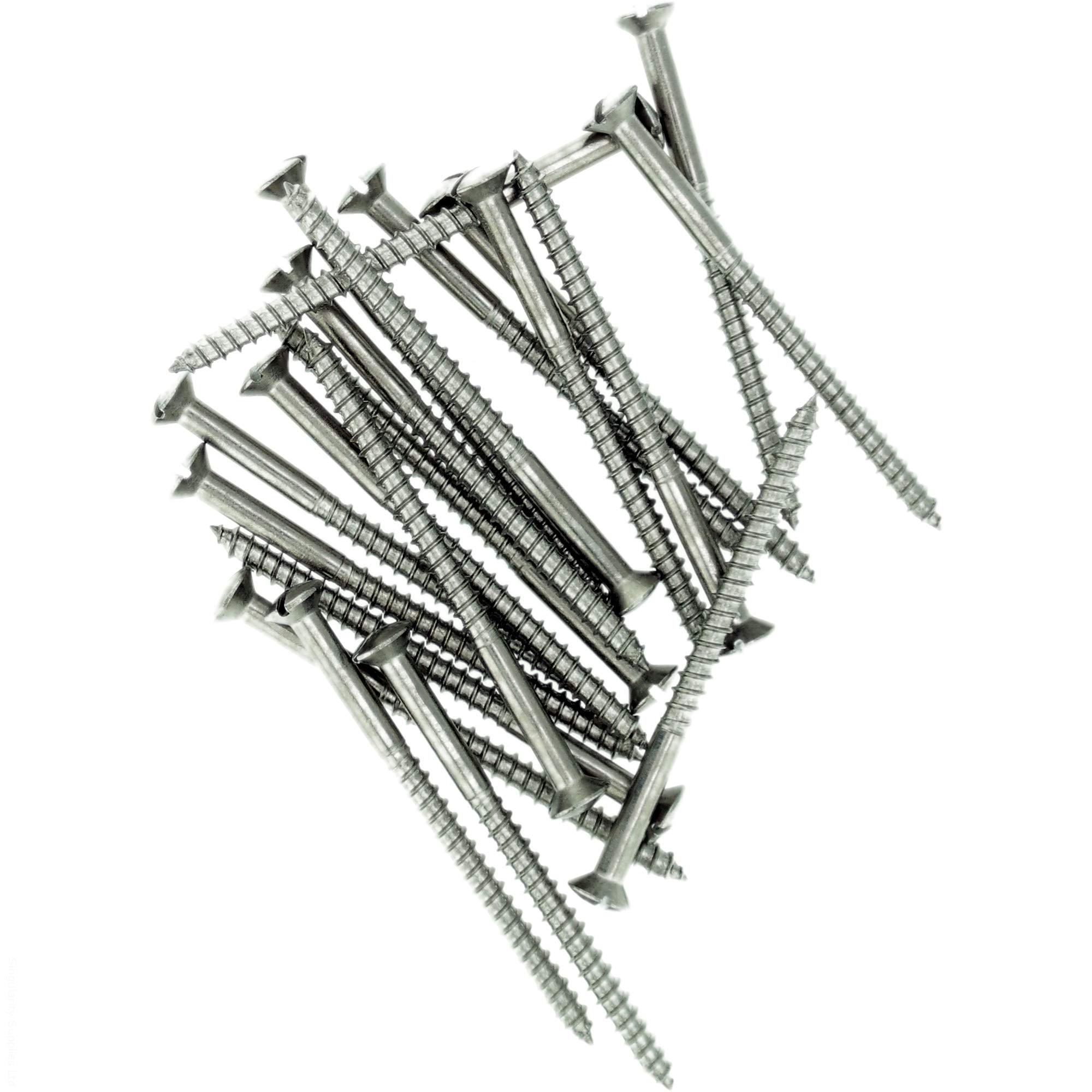 No.9 x 0.98 (4.5mm x 25mm) Slot Raised Countersunk Wood Screw - Stainless Steel (A2) (Pack of 20)