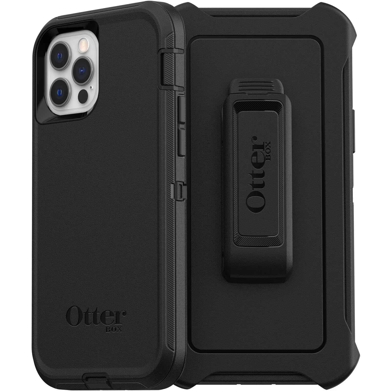 OtterBox Defender Series Screenless Edition Case for iPhone 12 & iPhone 12 Pro (Only) - Holster Clip Included - Non-Retail Packaging - Black