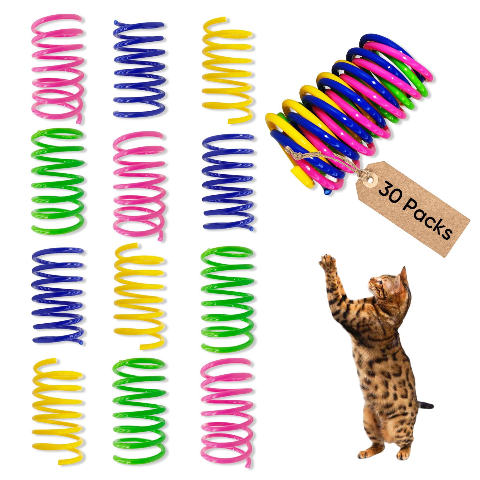 Photo 1 of AGYM Cat Spring Toys, 30 Pack Cat Spiral Springs for Indoor Cats, Colorful & Durable Plastic Spring Coils Attract to Swat, Bite, Hunt, Interactive Toys for Kittens