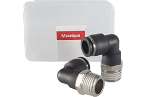 MSAEIQUN 1/2 Air hose fittings, Air fittings Male Elbow 1/2 Inch Tube OD x 1/2 NPT Thread Push to Connect Fitting, PL-1/2-N4 (Pack of 2) (1/2-1/2)