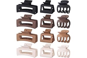 SMKSL 3 Styles Hair Clips for Women Small Medium Big Claw Clips for Thin Thick Hair 12 Pcs Hair Claw Clips Hair Clips Combination Hair Accessories for Women (Brown)
