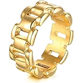 VNOX Gold Thumb Rings for Women 丨 14k Gold Plated Stainless Steel Chunky Statement Rings Link Band Ring Stackable Rings Chunky Signet Ring for Womens Jewelry Trendy