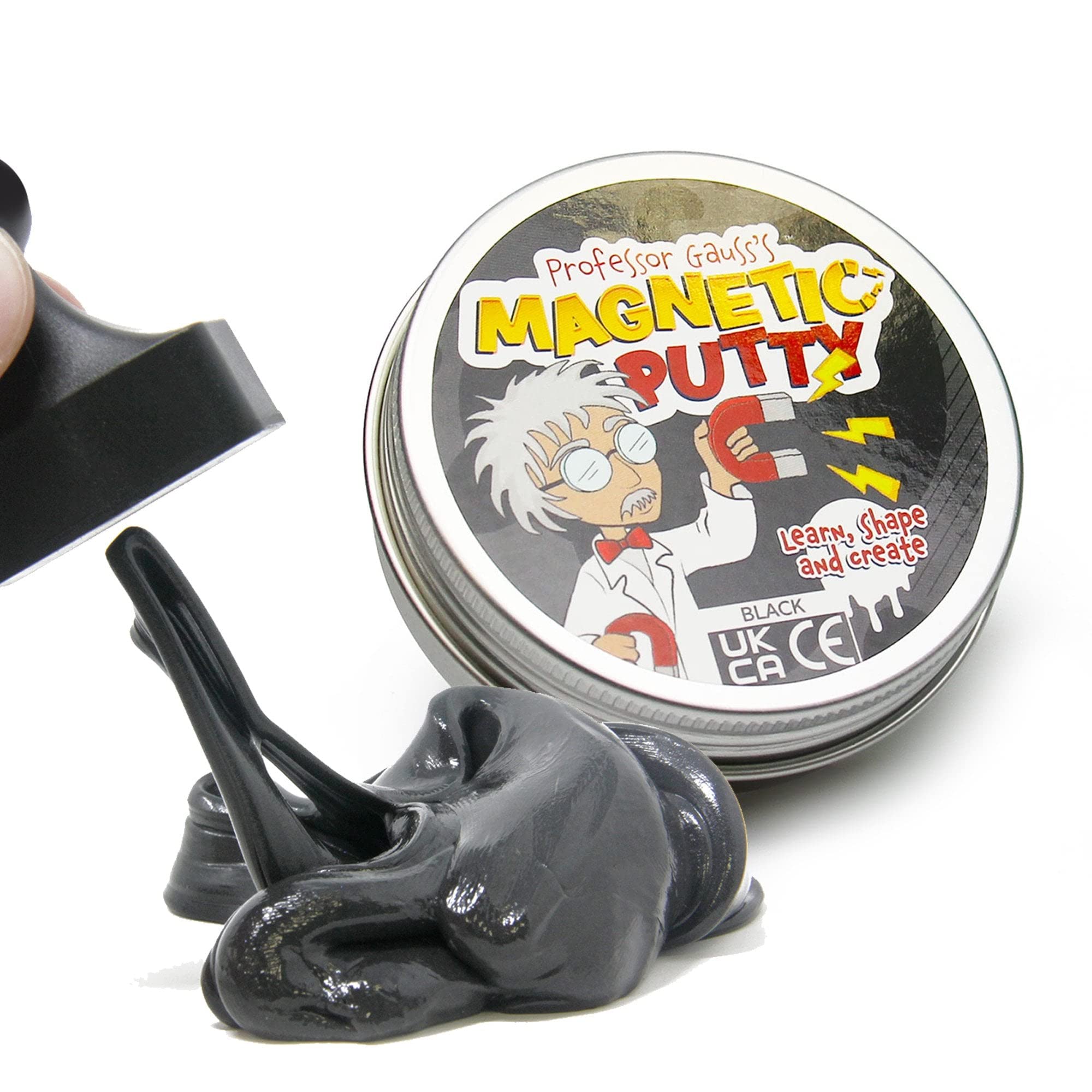 Professor Gauss™ Magnetic Putty with Skittle Magnet for Kids, Boy, Girl, Science, Learning, and Fun - Black Goo